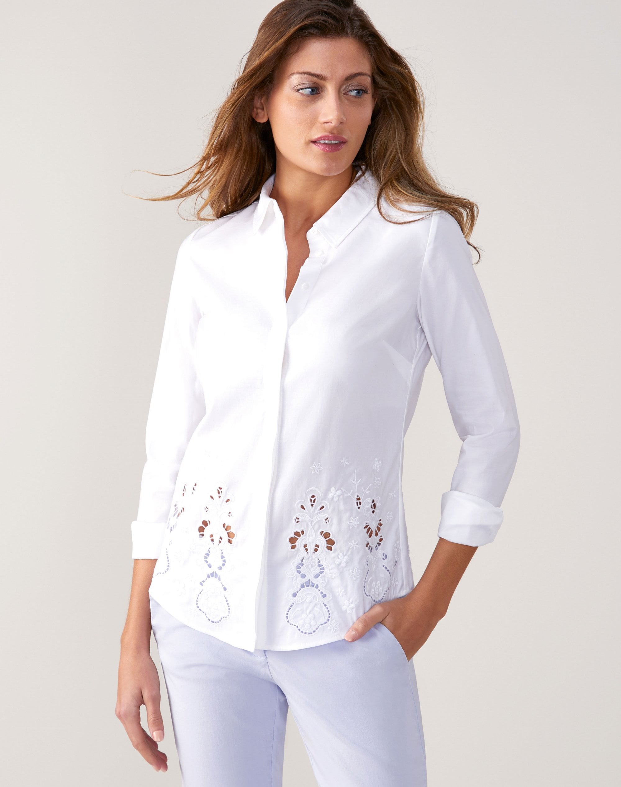 Cotton Embroidered Shirt White P4606 8363zoom Fashion And Lifestyle